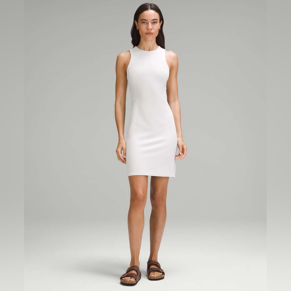 Lululemon Athletica Ribbed Softstreme Slim-Fit Tank Dress Light Vapor NWT